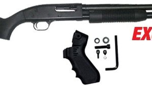Shotgun with accessories labeled exclusive