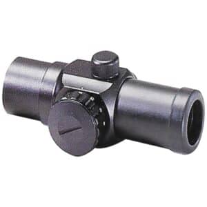 Black tactical rifle scope with adjustment knob