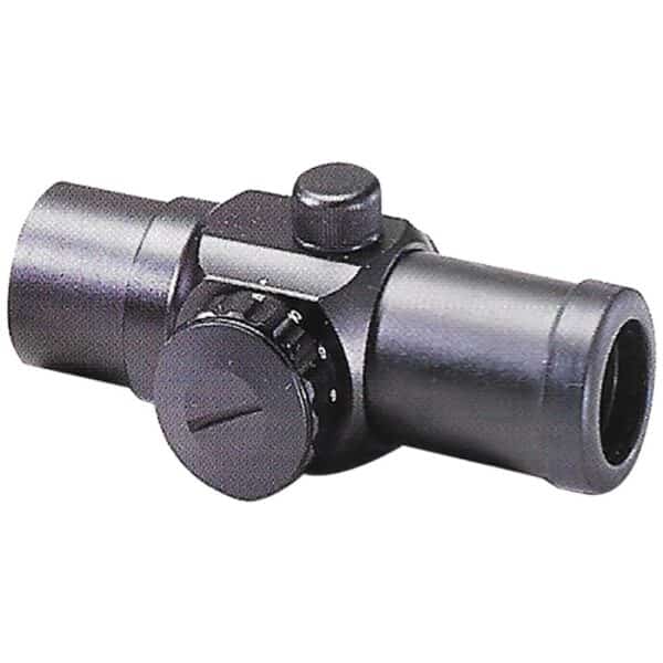 Black tactical rifle scope with adjustment knob