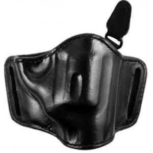Black leather gun holster front view