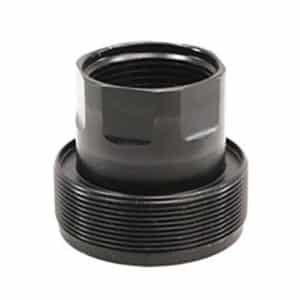 Black threaded coupling component for plumbing.