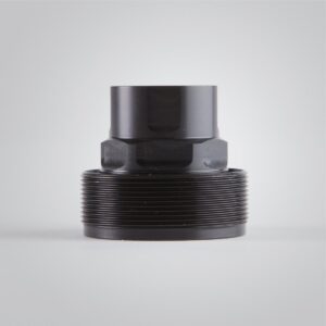 Black threaded pipe fitting close-up