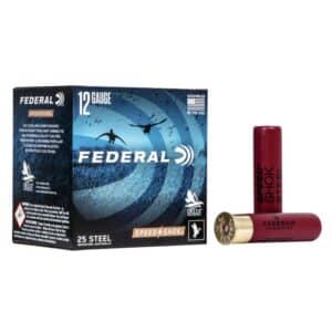 Federal Speed-Shok 12-gauge shotgun shells box and shells.