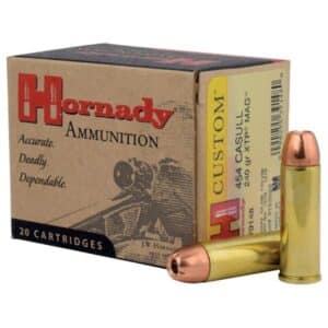 Hornady ammunition box and bullets