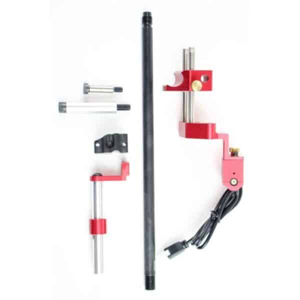 Router lift components on white background