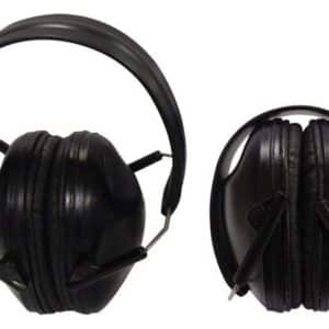 Black noise-cancelling earmuffs, protective ear gear