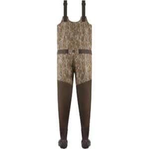 Camouflage waders for outdoor water activities.
