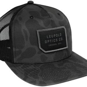 Camouflage baseball cap with mesh back.