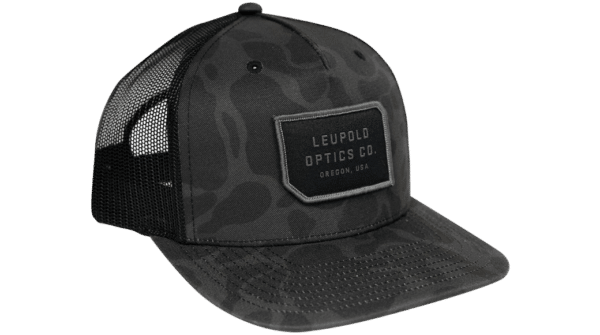 Camouflage baseball cap with mesh back.