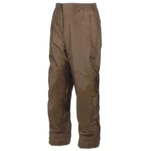 Brown waterproof pants for outdoor activities.