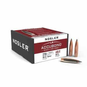 Nosler AccuBond bullet box and bullets displayed.