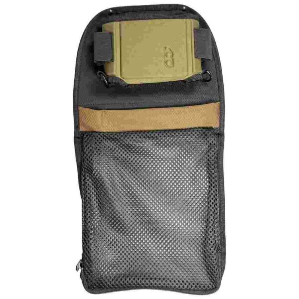 Mesh pouch with green box inside