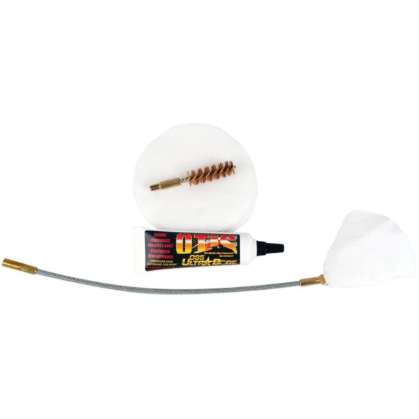 Gun cleaning kit with brush and solvent.