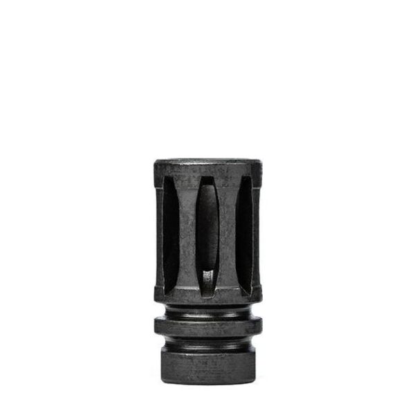 Black metal cylindrical component with vents.