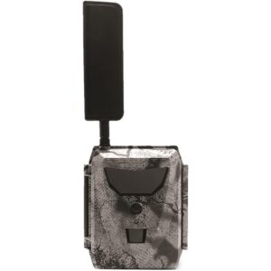 Gray trail camera with black antenna