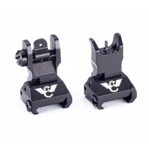 Black rifle iron sight set with logo