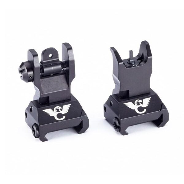 Black rifle iron sight set with logo