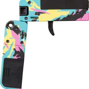 Colorful retro-style pop-out toy pistol.