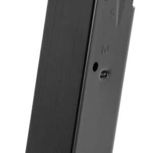 Black pistol magazine with silver base