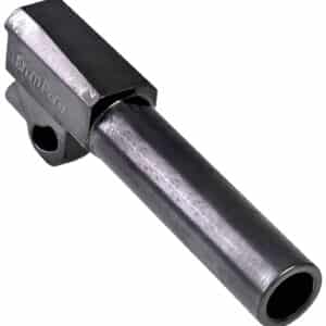 Close-up of 9mm gun barrel.