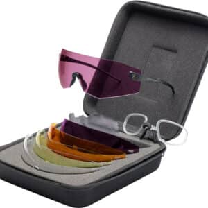 Interchangeable colored lenses in protective case