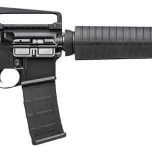 Semi-automatic rifle, black with adjustable stock.