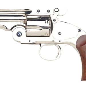 Silver revolver with wooden grip
