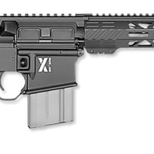 Black semi-automatic rifle with a long barrel