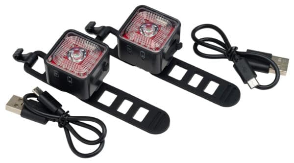 Bike lights with USB charging cables