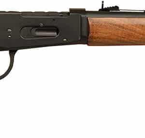 Lever action rifle with wooden stock