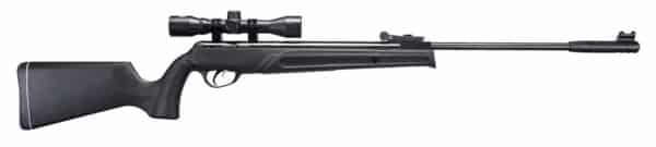 Black air rifle with scope