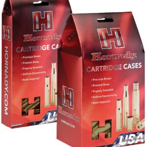 Hornady cartridge cases packaging, premium brass.