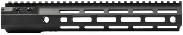 Black AR-15 handguard with rail slots.