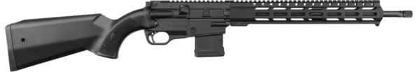 Black firearm with tactical design and magazine