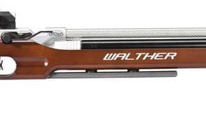 Walther air rifle with wooden stock, side view.