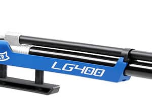 Walther LG400 air rifle, blue and black design.