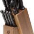 Wooden knife block set with scissors