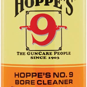 Hoppe's No. 9 Bore Cleaner bottle.