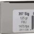 Box of 357 Sig ammo, 125 gr FMJ.