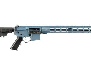 Blue AR-15 style rifle side view