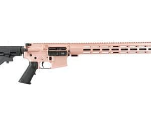 Pink semi-automatic rifle with black grip.
