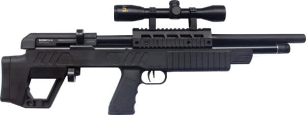 Black air rifle with scope