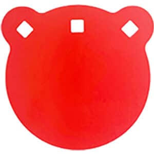 Red plastic protective mask with cutout holes