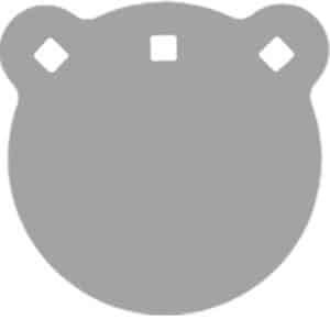 Gray object resembling bear face silhouette.