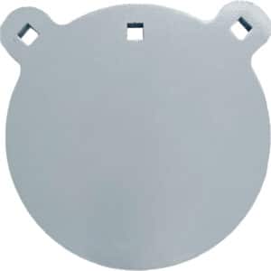 Gray target shooting plate with mounting holes