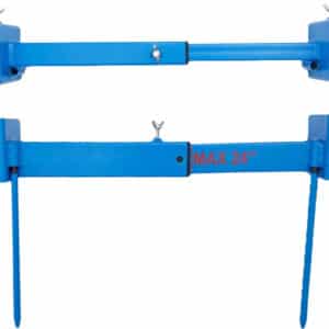 Blue adjustable metal bar with screw clamps
