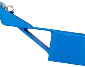 Blue fence tool with screws and red spring.