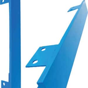 Blue metal brackets with mounting holes