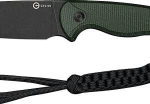 Compact green handle knife with black blade