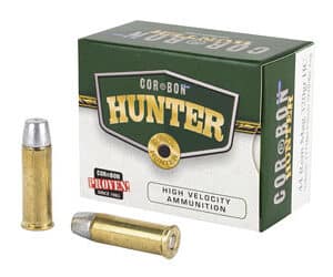 Corbon Hunter high velocity ammunition box and bullets.